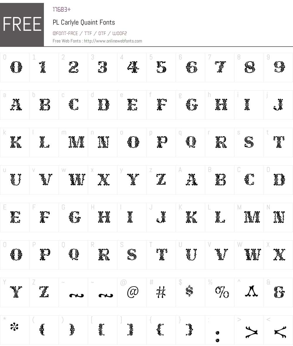 PL Carlyle Quaint Font Screenshots