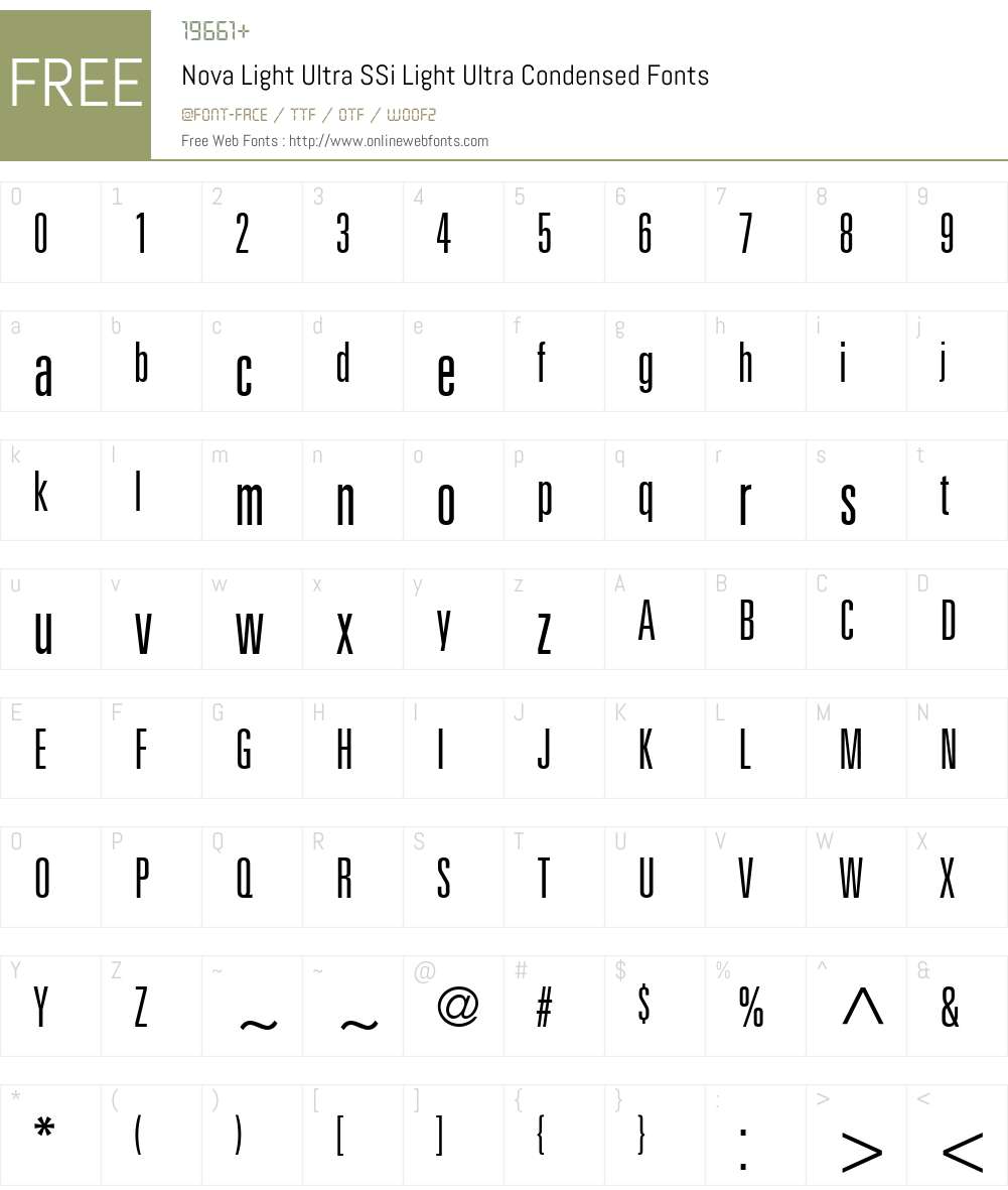 Nova Light Ultra SSi Font Screenshots