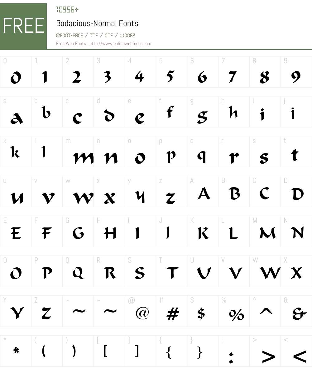 Bodacious-Normal Font Screenshots
