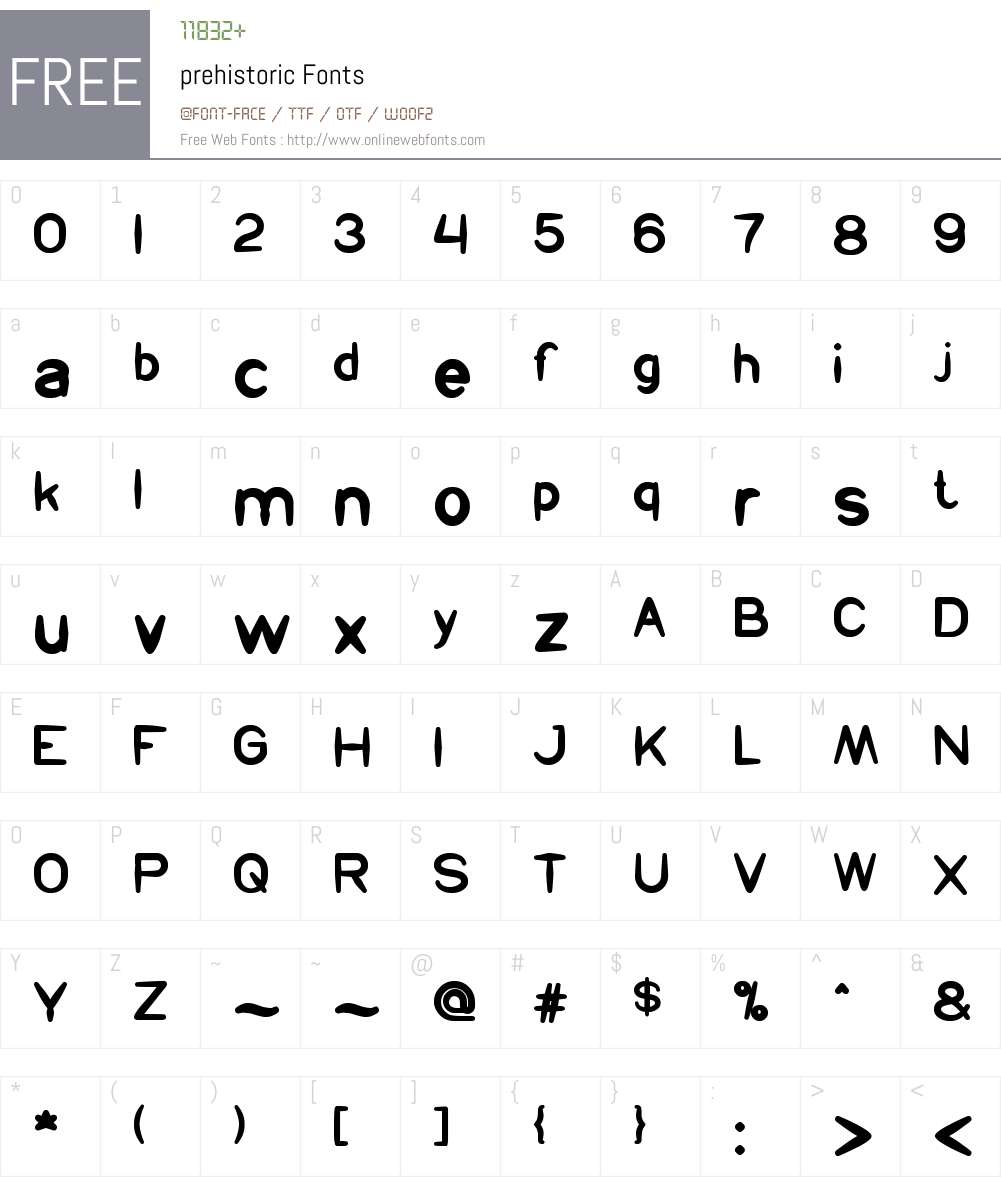 prehistoric Font Screenshots