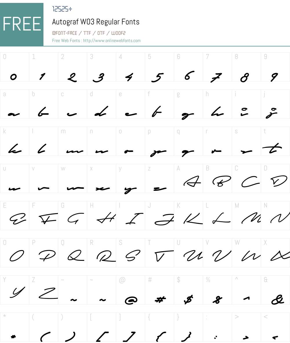 Autograf Font Screenshots