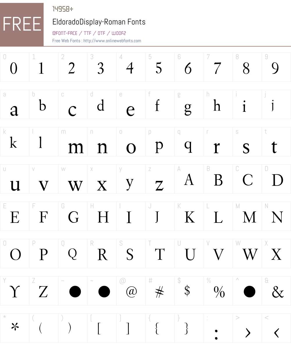 EldoradoDisplay Font Screenshots