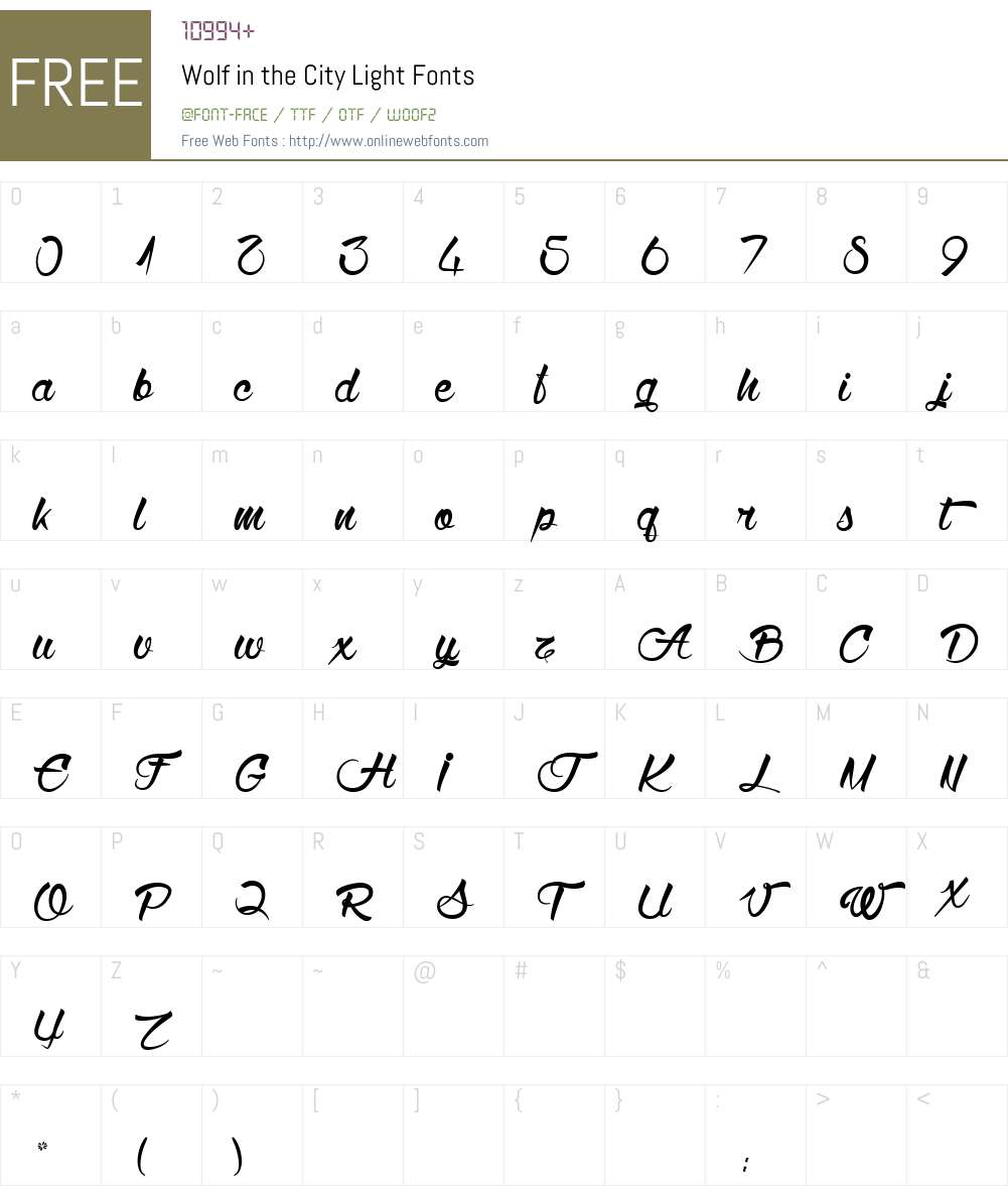 Wolf in the City Light Font Screenshots