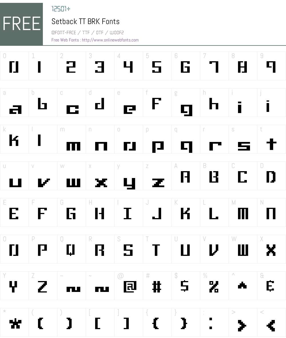Setback TT BRK Font Screenshots