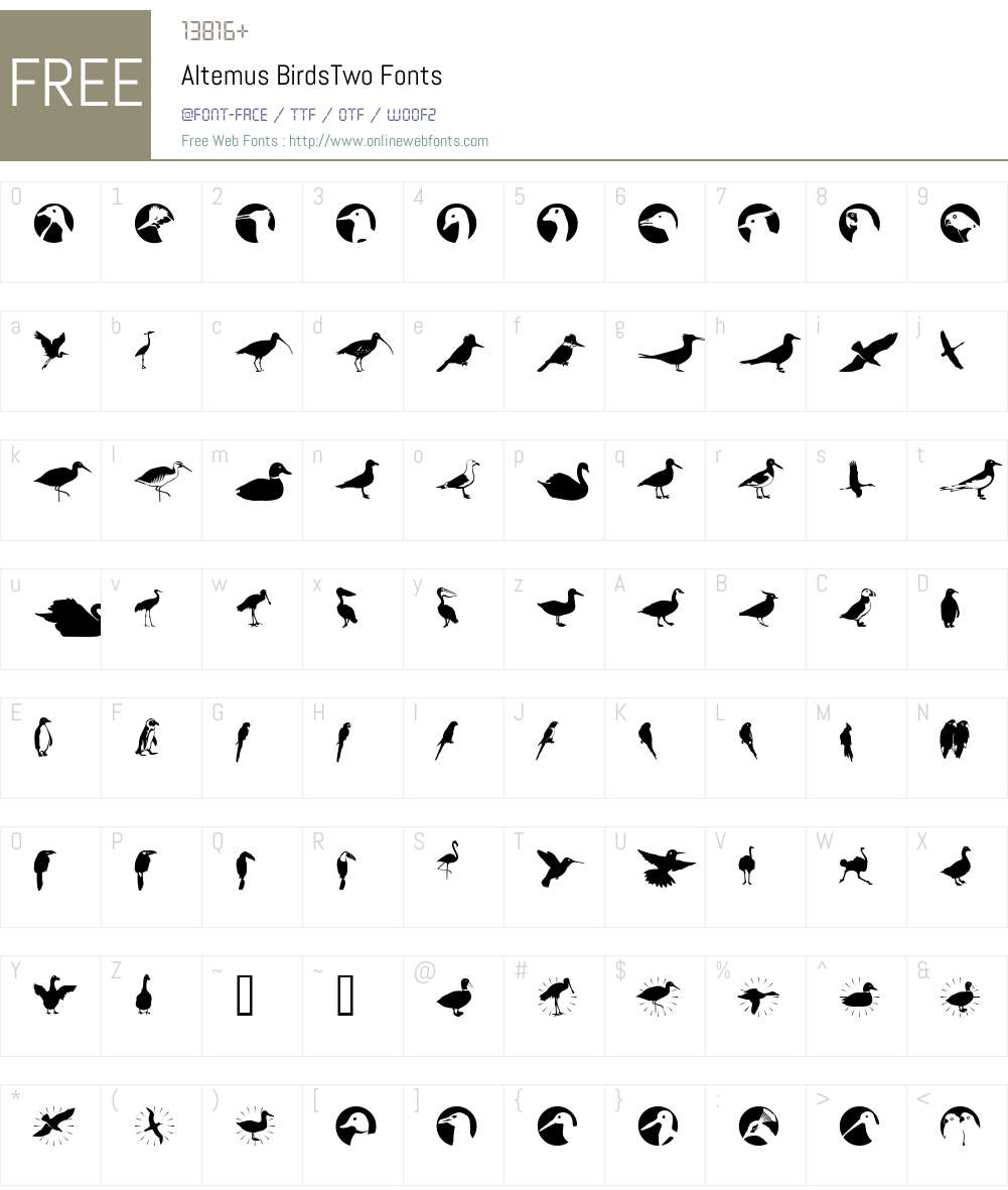 Altemus-BirdsTwo Font Screenshots