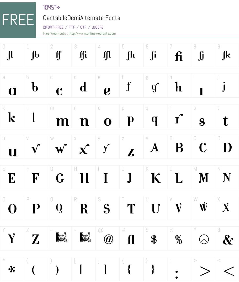 CantabileDemiAlternate Font Screenshots