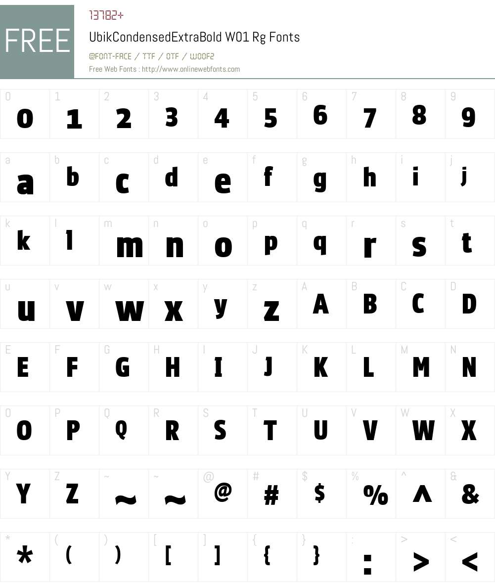 UbikCondensedExtraBoldW01 Font Screenshots