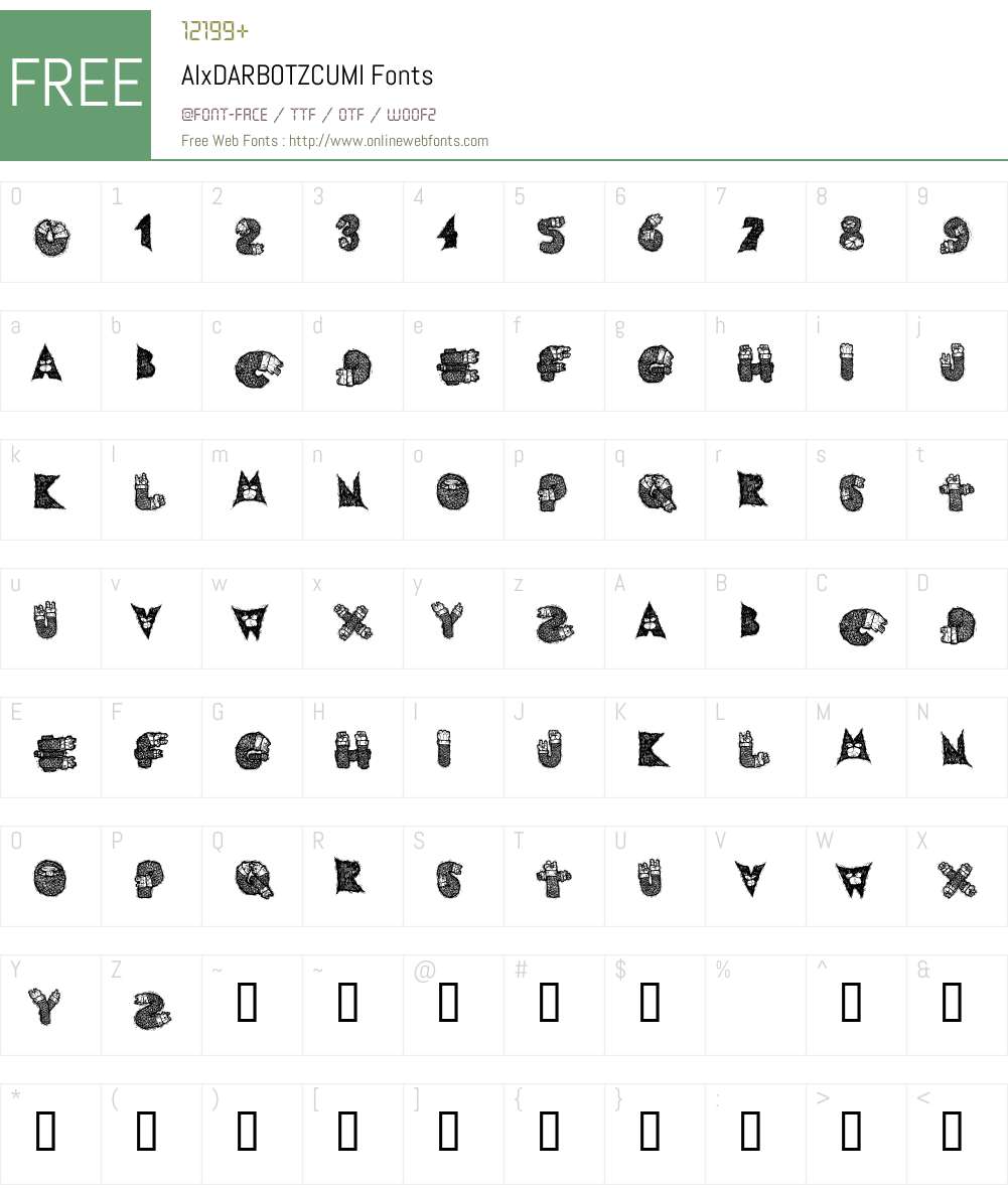AIxDARBOTZCUMI Font Screenshots