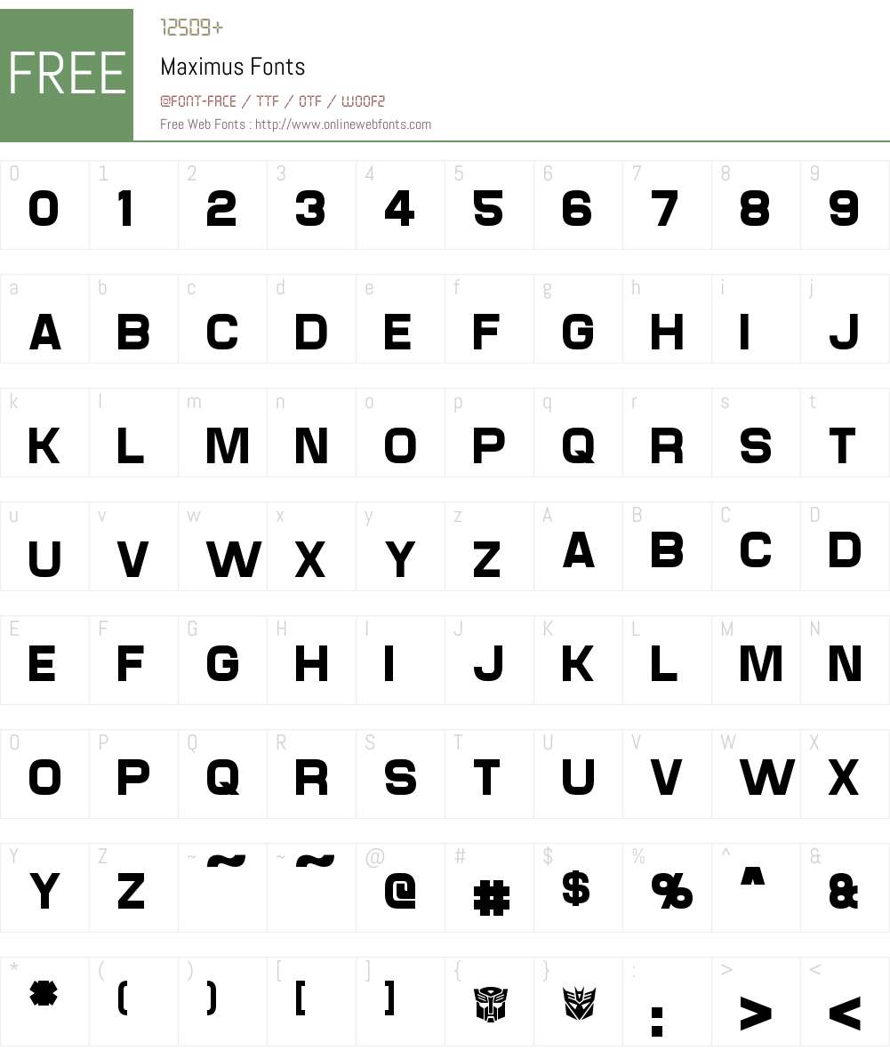 Maximus Font Screenshots