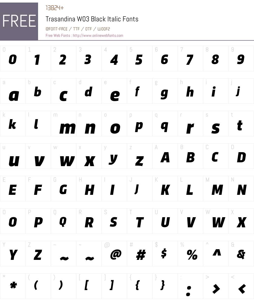 Trasandina Font Screenshots