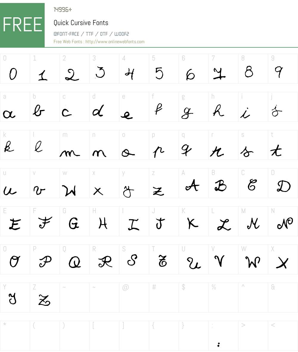 Quick Cursive Font Screenshots