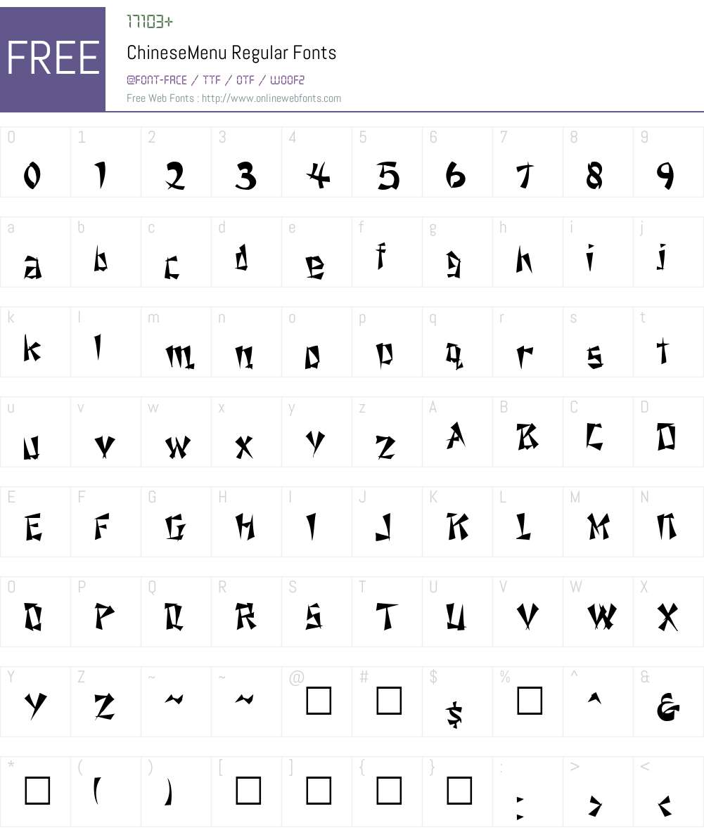ChineseMenu Font Screenshots
