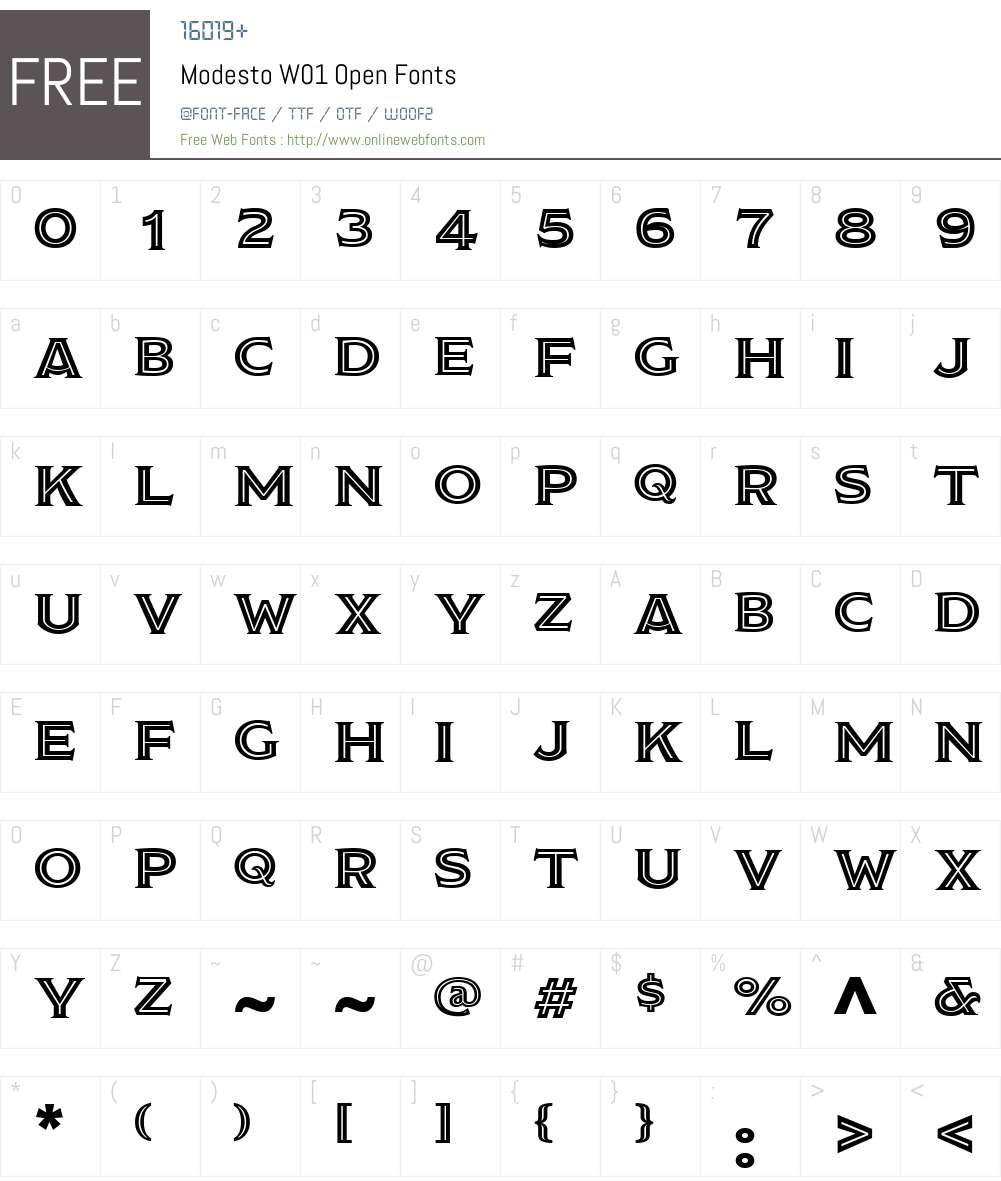 ModestoW01-Open Font Screenshots