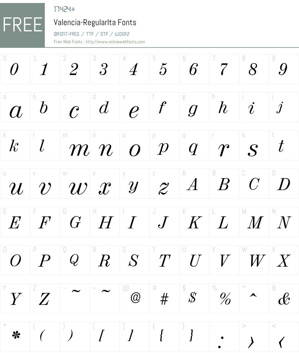 Valencia-RegularIta Font Screenshots