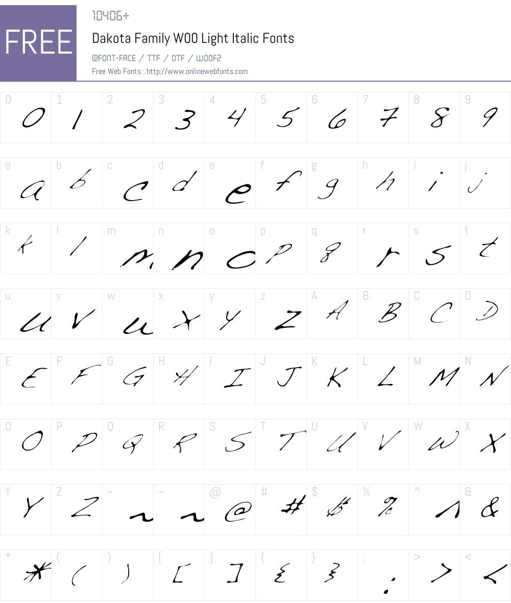 DakotaFamilyW00-LightItalic Font Screenshots