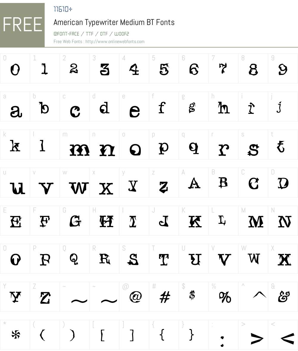 AmerType Md BT Font Screenshots