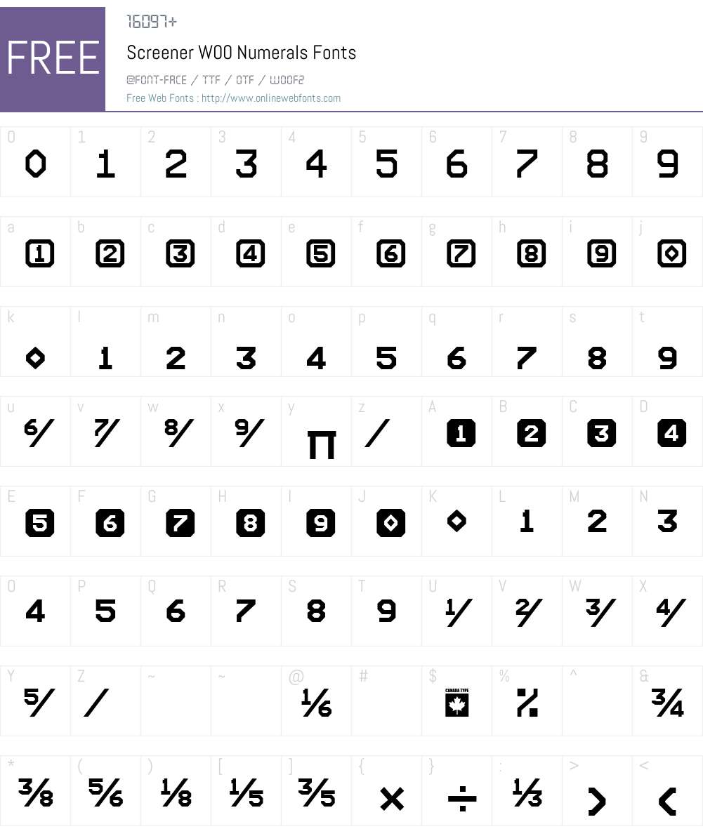 ScreenerW00-Numerals Font Screenshots