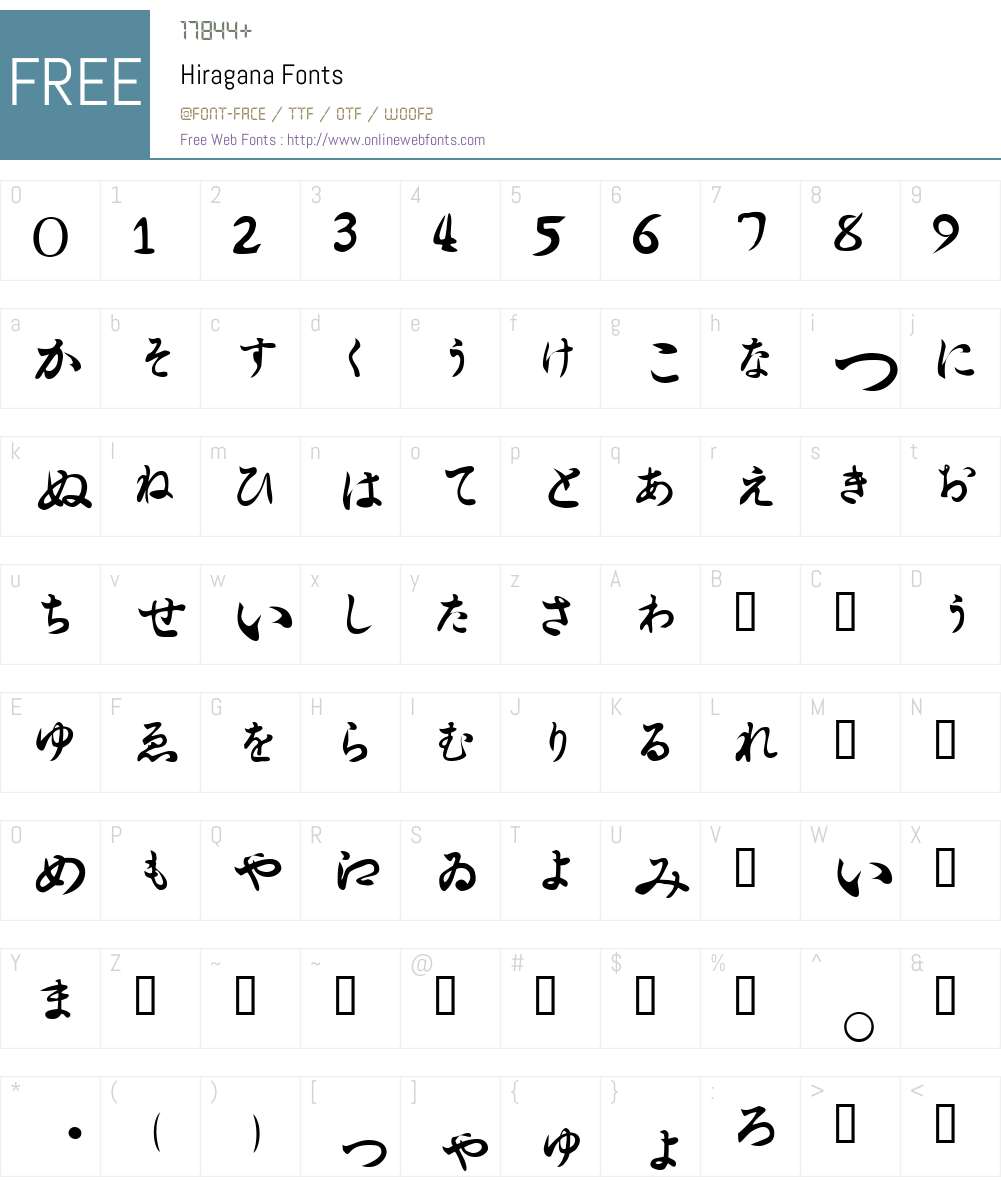 Hiragana Font Screenshots