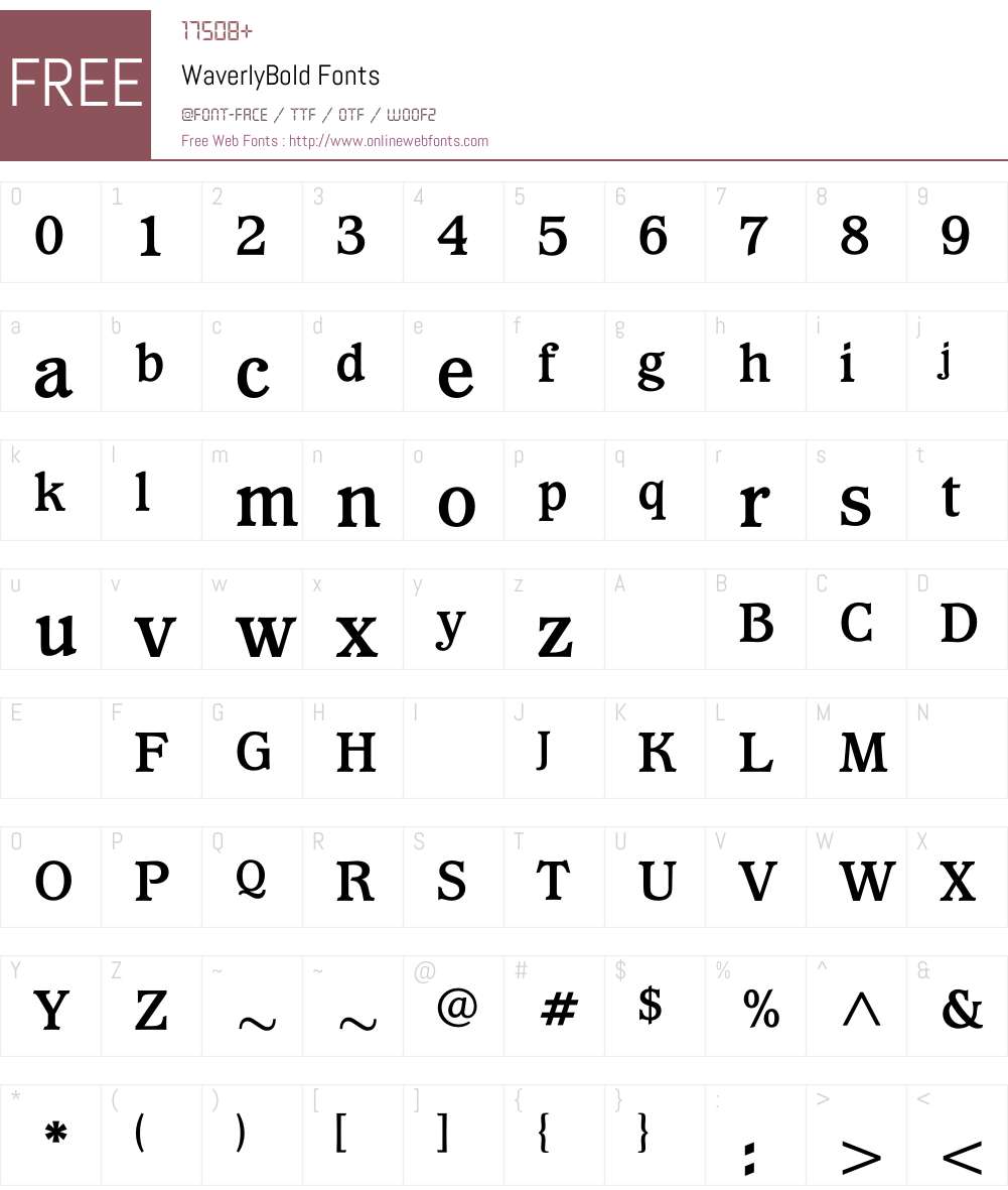 WaverlyBold Font Screenshots