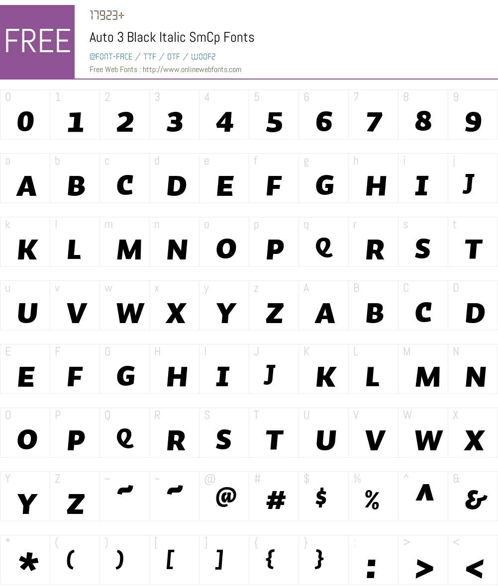 Auto 3 Font Screenshots