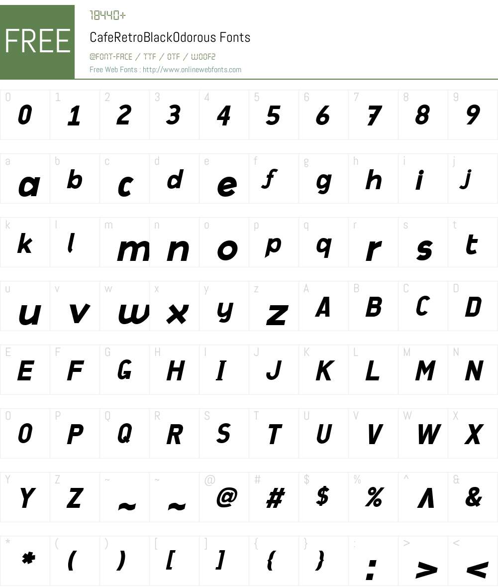 CafeRetroW00-BlackOdorous Font Screenshots