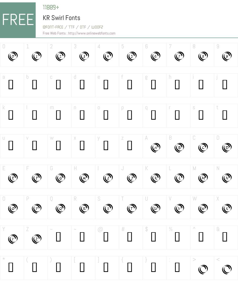 KR Swirl Font Screenshots