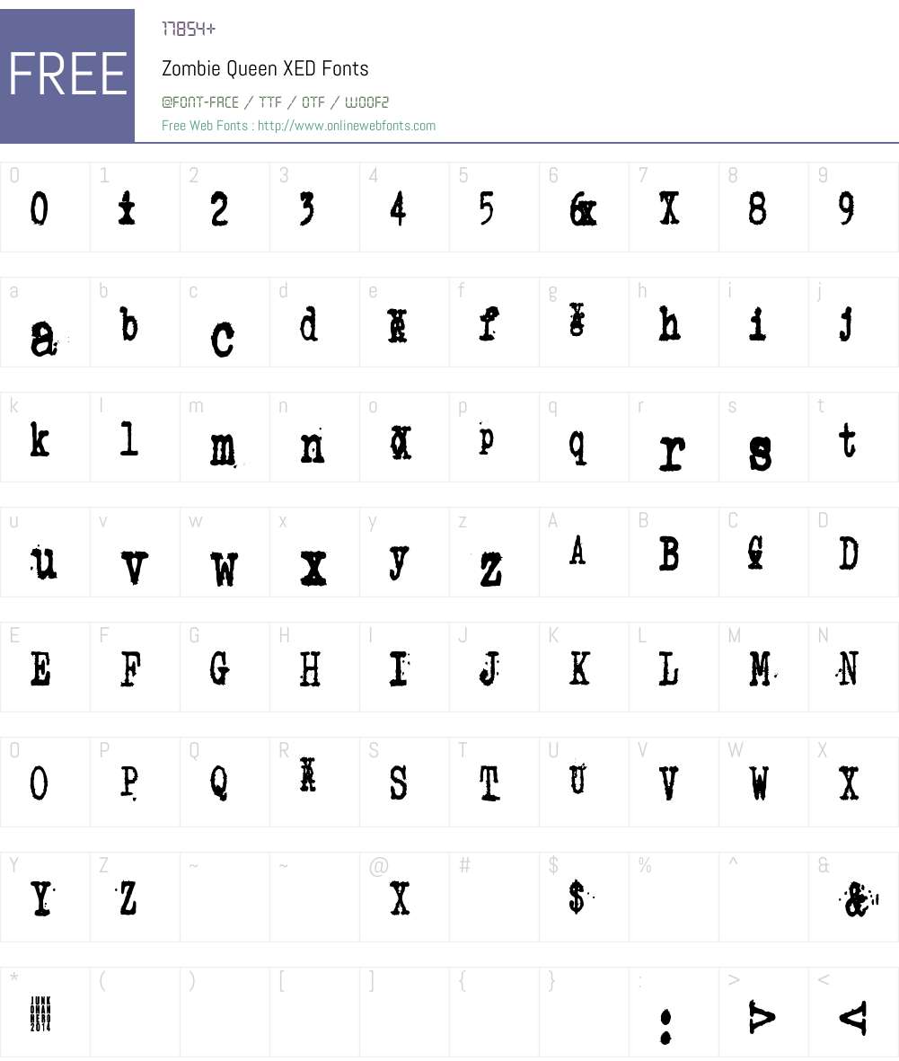 Zombie Queen XED Font Screenshots