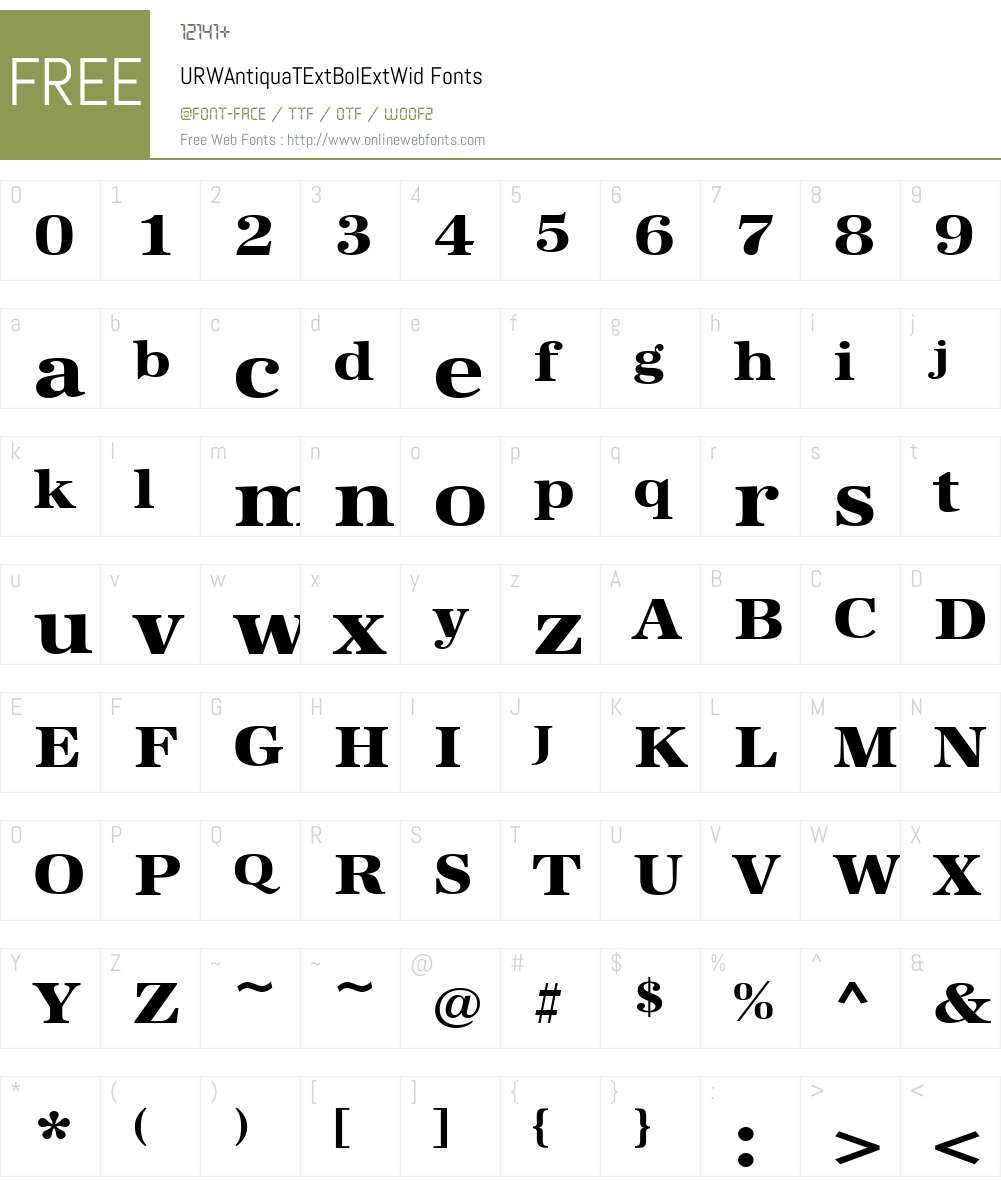 URWAntiquaTExtBolExtWid Font Screenshots