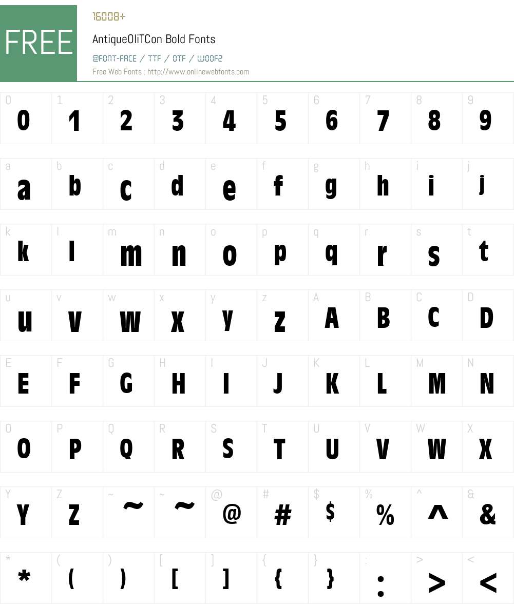 AntiqueOliTCon Font Screenshots