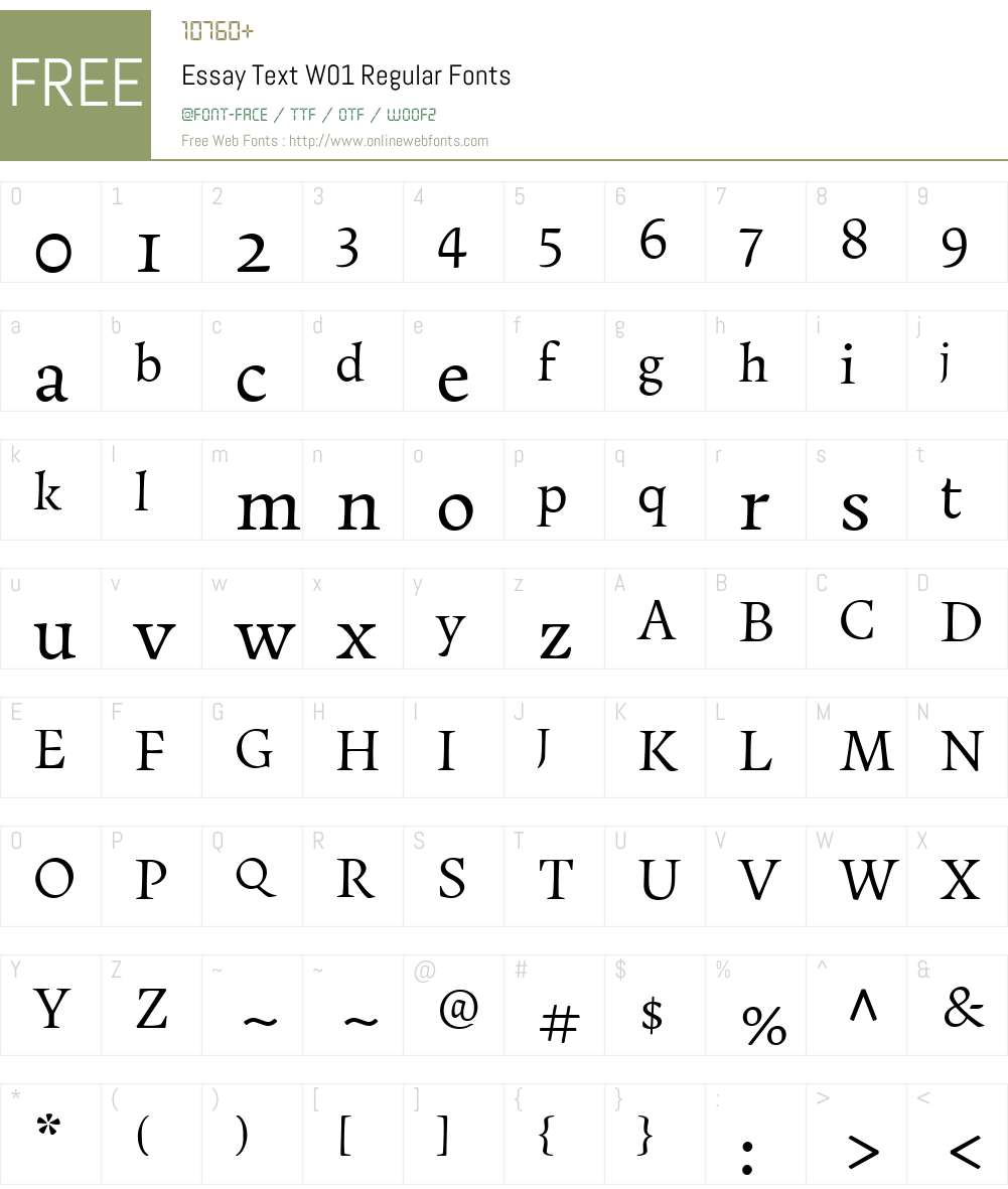 EssayTextW01-Regular Font Screenshots
