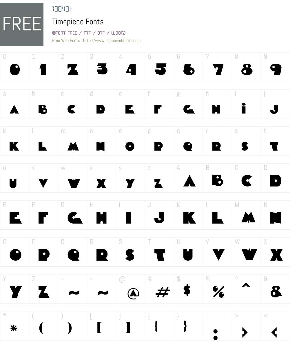 Timepiece Font Screenshots