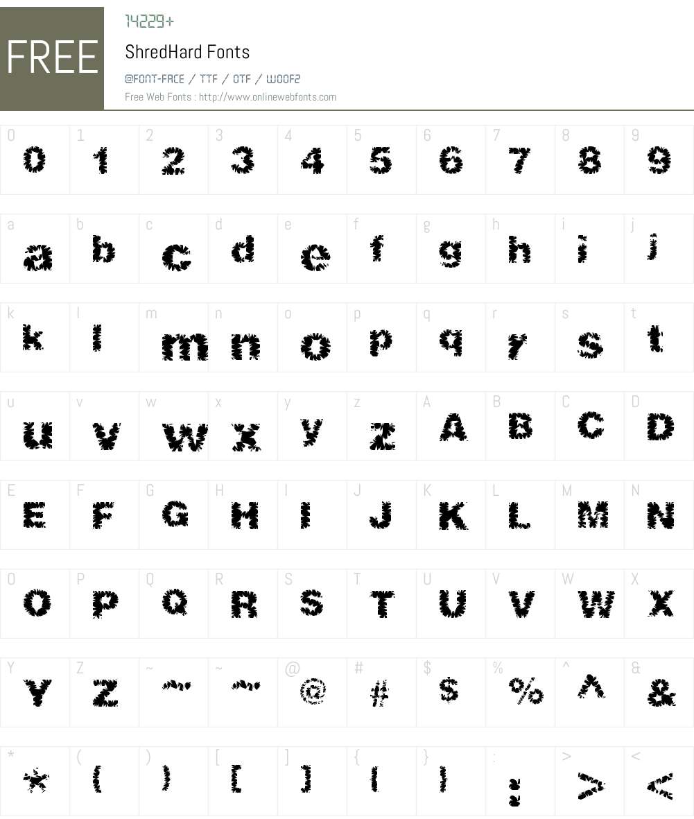 ShredHard Font Screenshots
