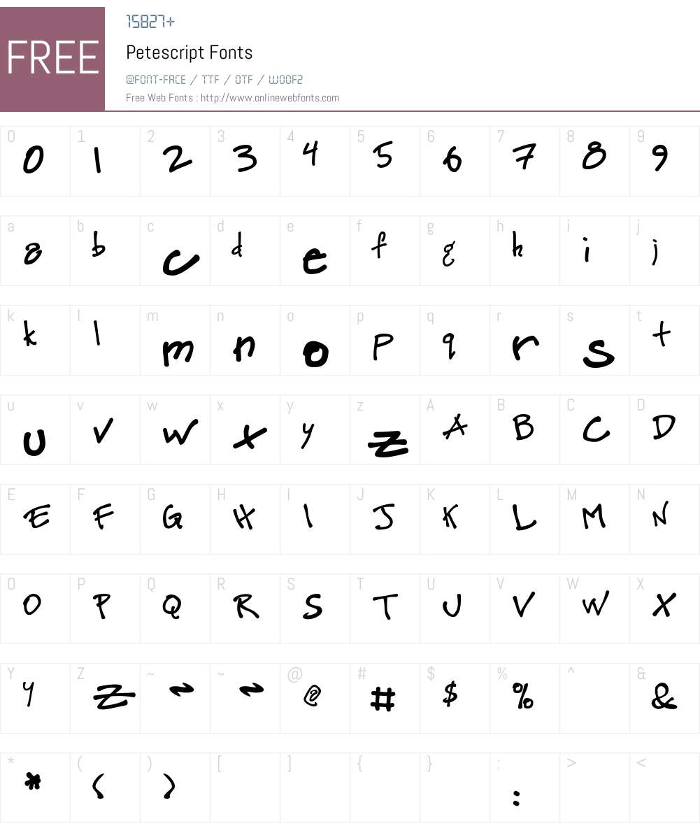 Petescript Font Screenshots