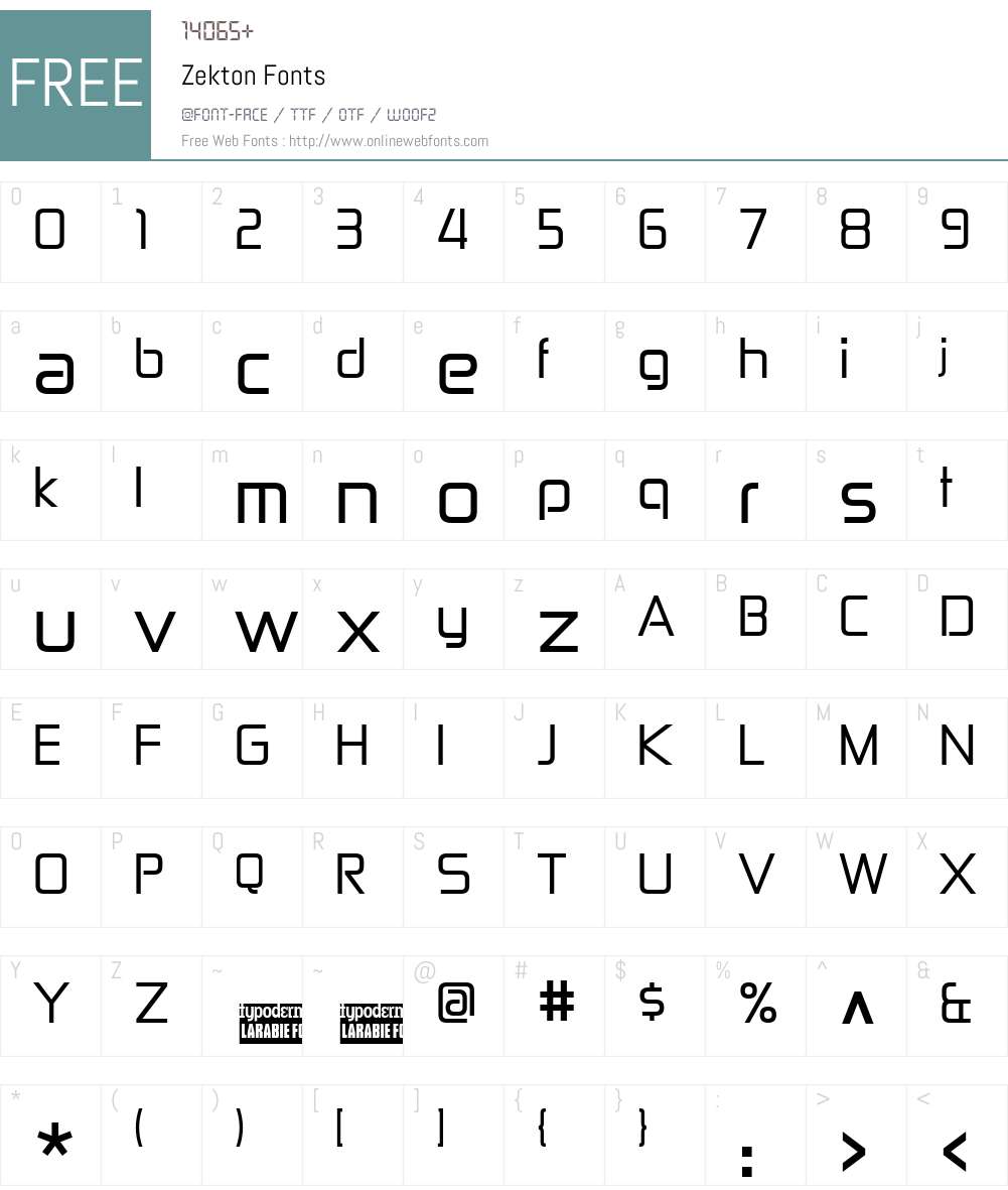 Zekton Font Screenshots