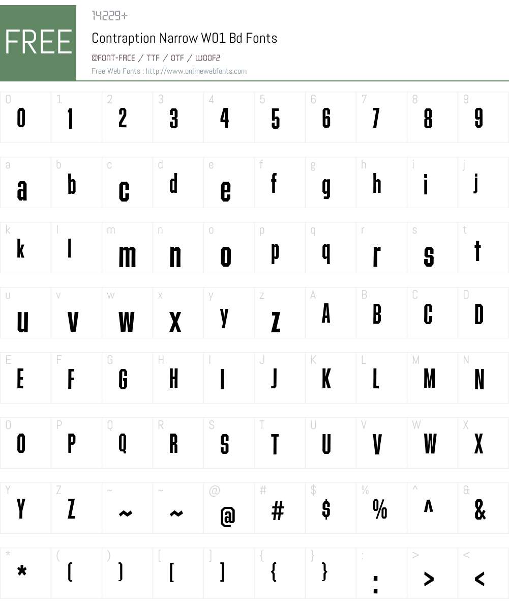 ContraptionNarrowW01-Bd Font Screenshots