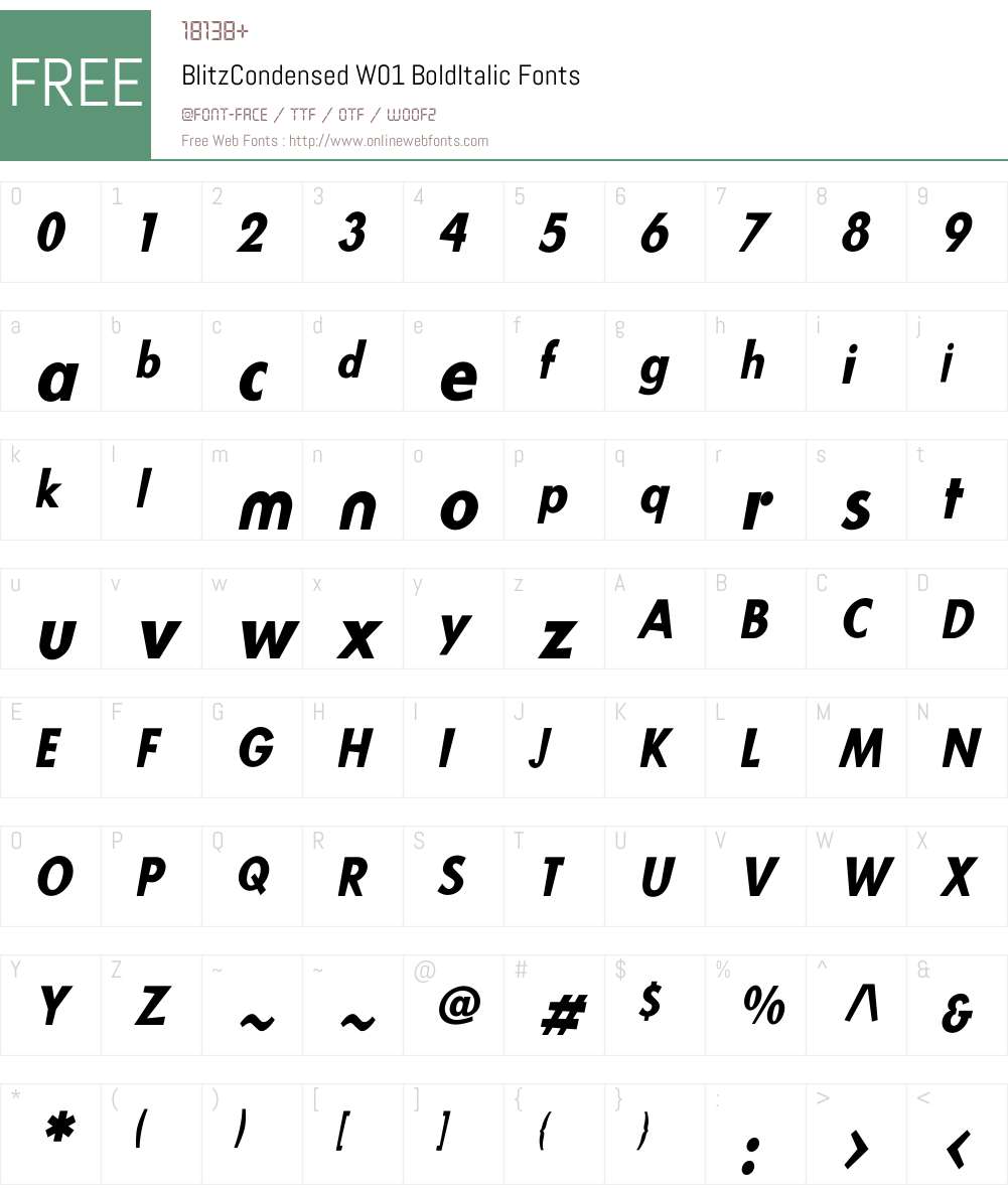 BlitzCondensedW01-BoldIt Font Screenshots