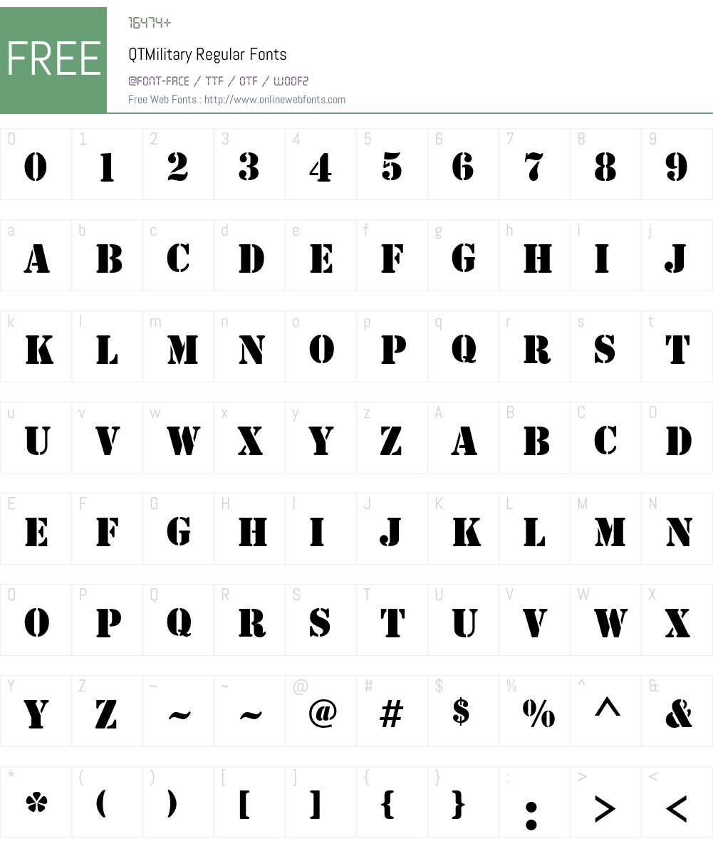 QTMilitary Font Screenshots