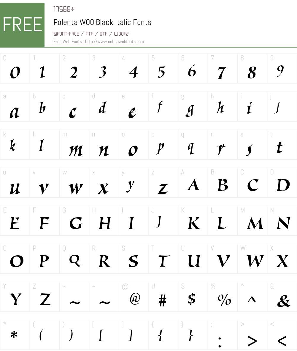 PolentaW00-BlackItalic Font Screenshots