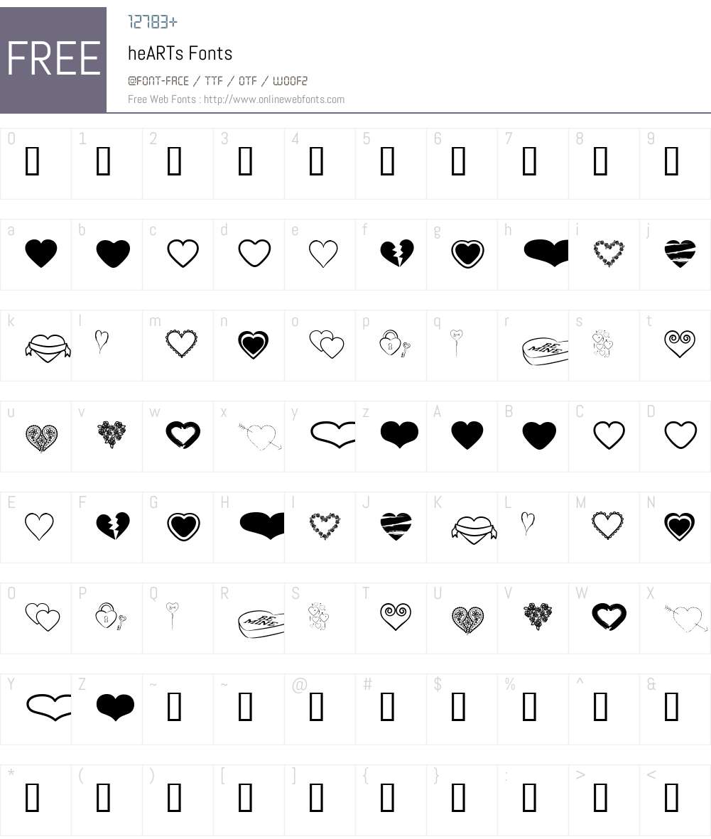 heARTs Font Screenshots