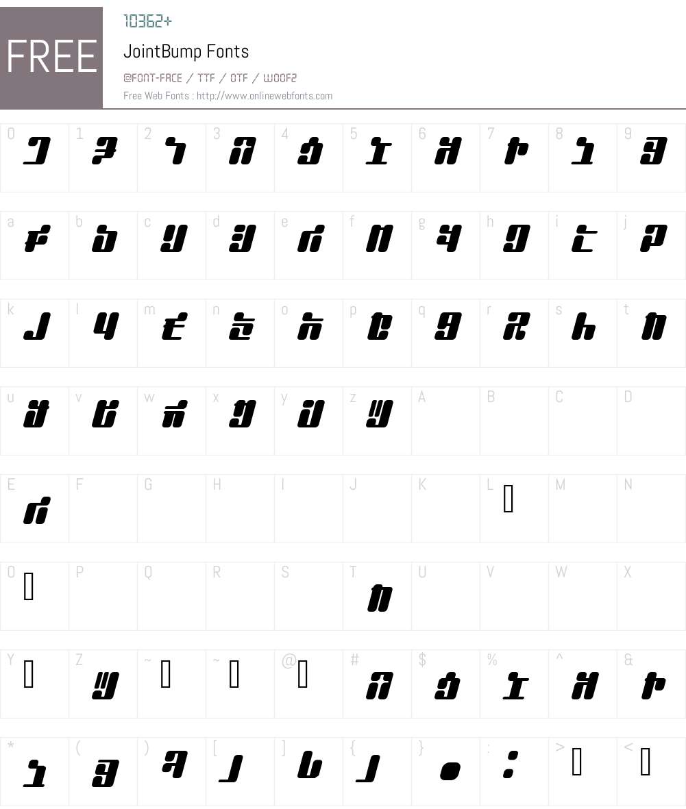 JointBump Font Screenshots