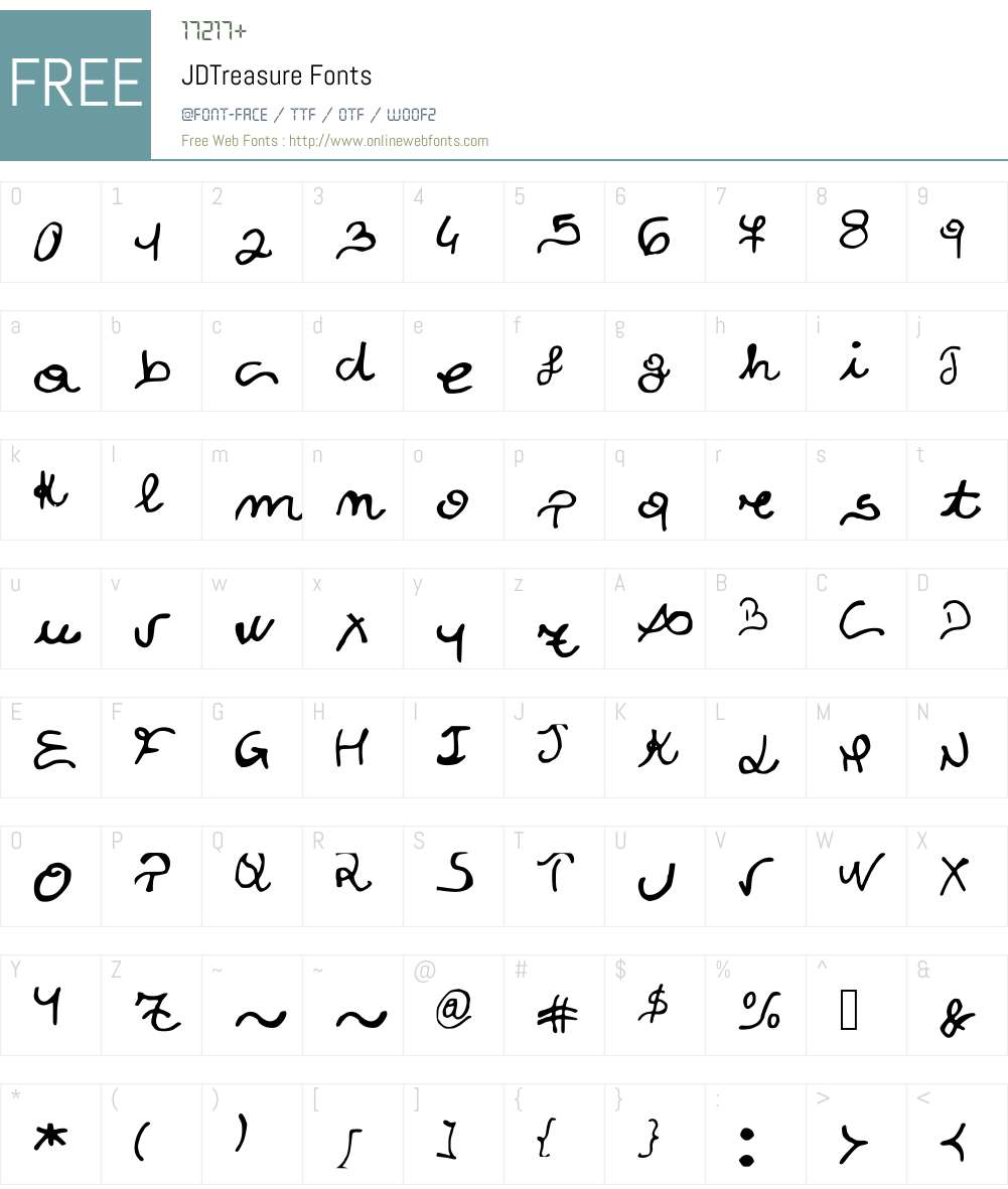 JDTreasure Font Screenshots