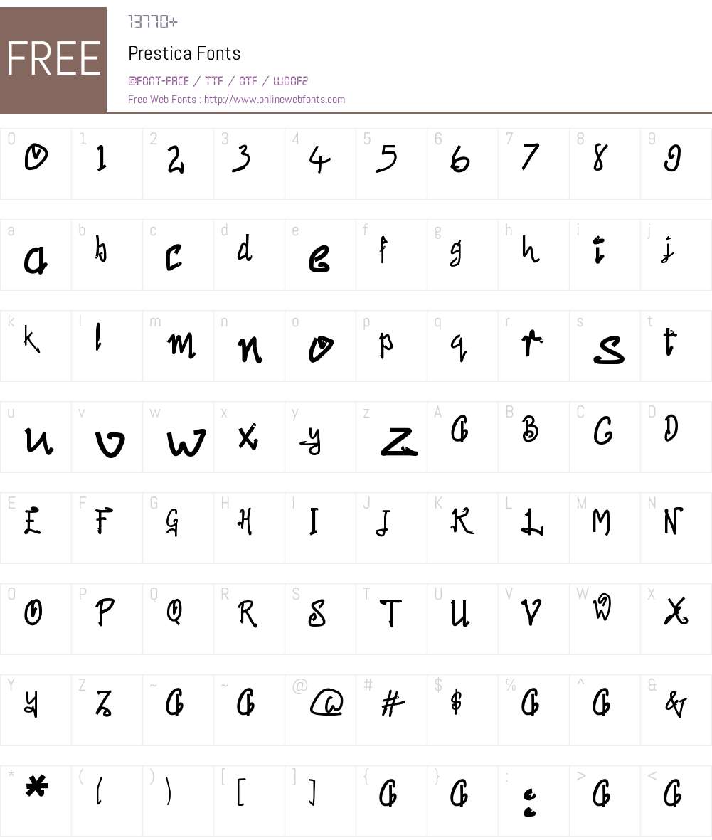 Prestica Font Screenshots