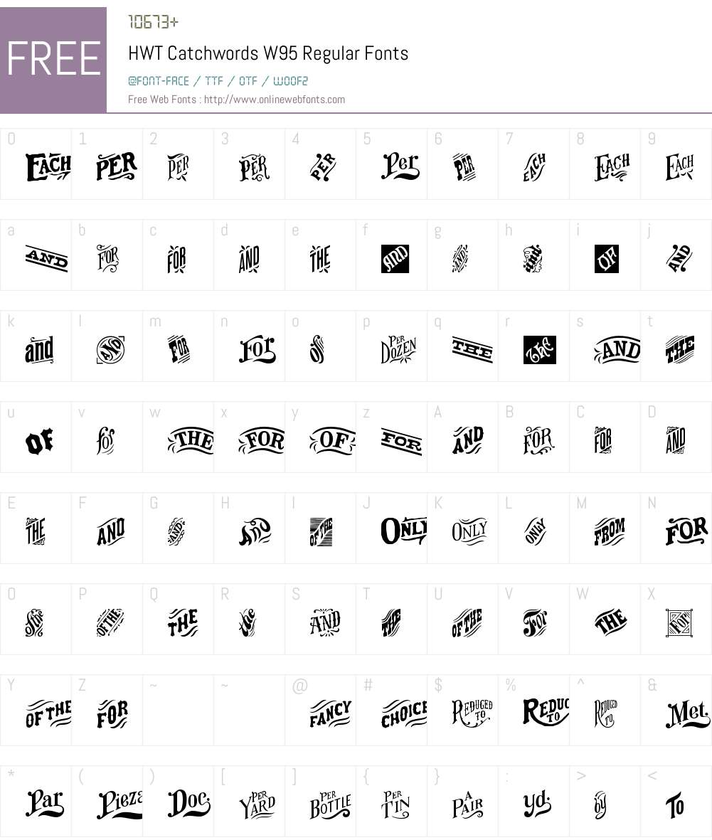 HWT Catchwords Font Screenshots