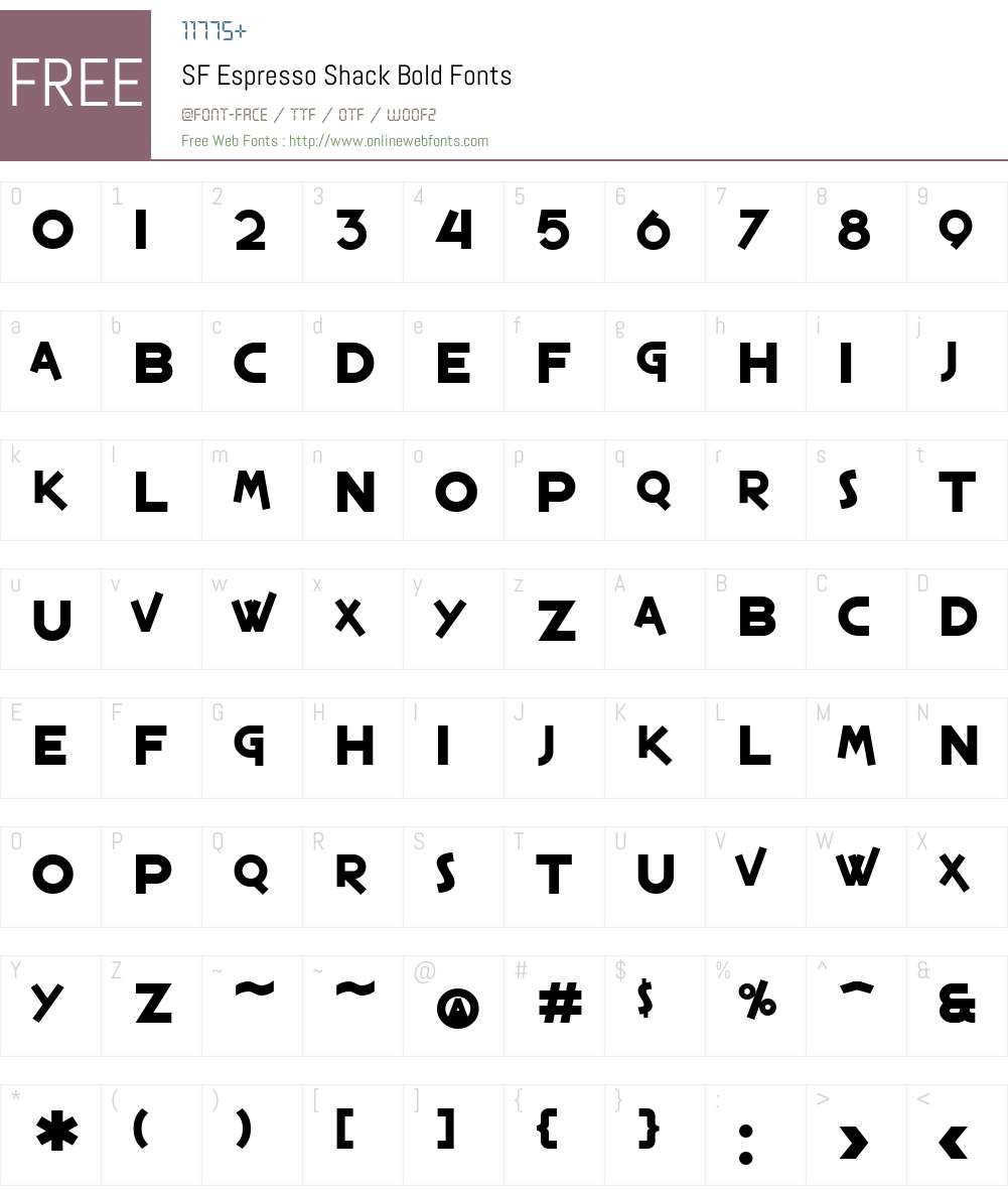 SF Espresso Shack Font Screenshots