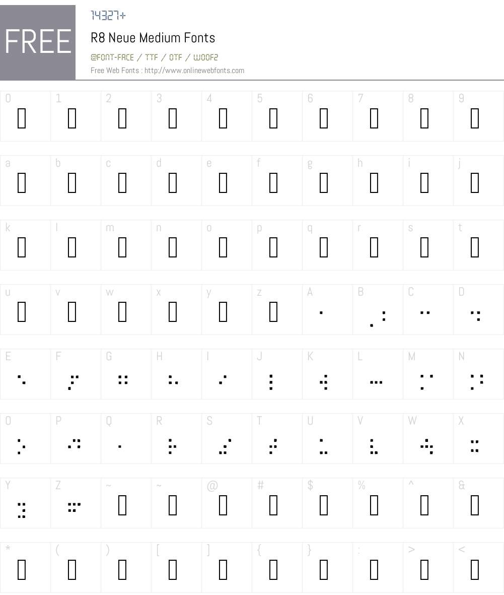 R8 Neue Font Screenshots