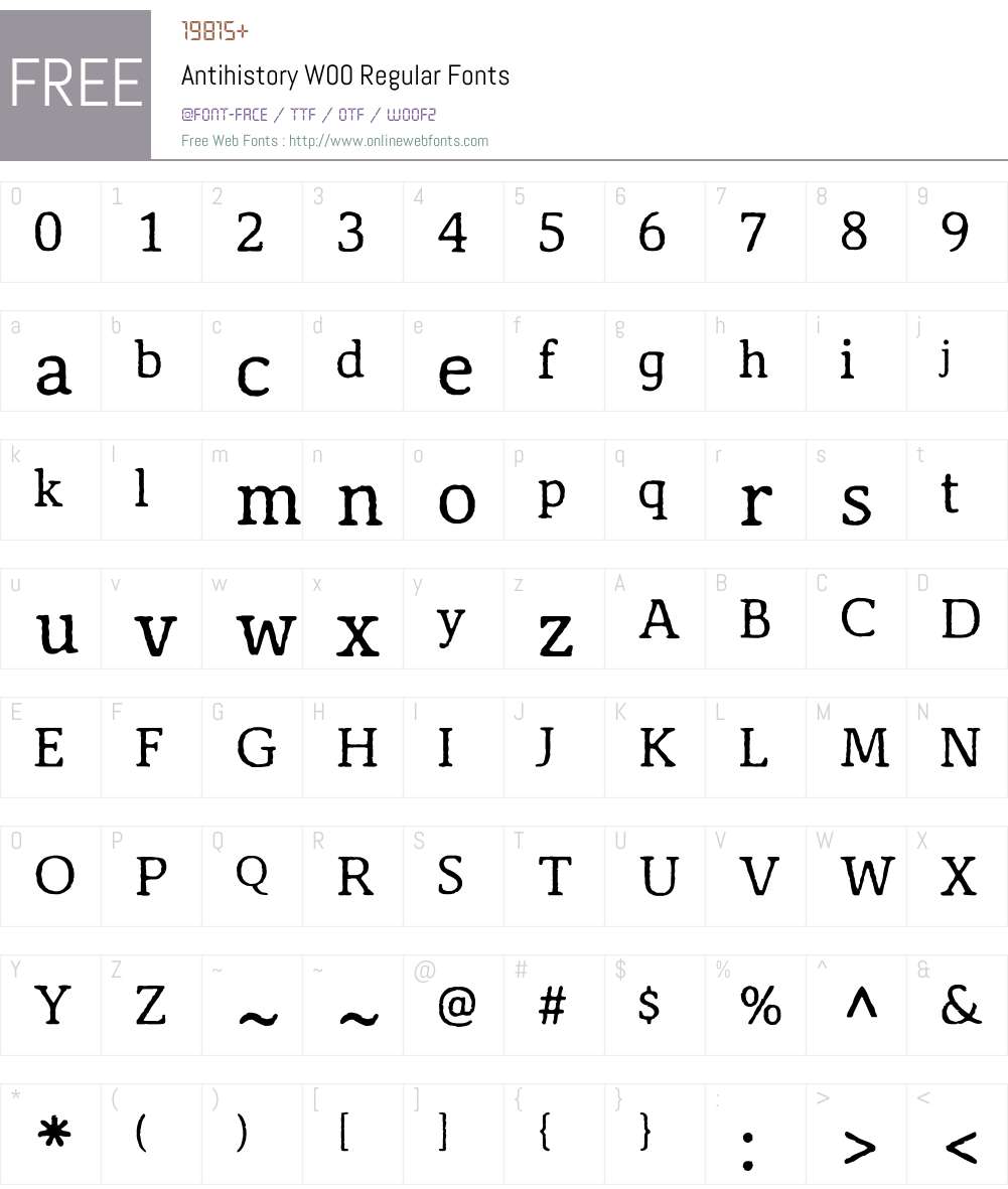 AntihistoryW00-Regular Font Screenshots