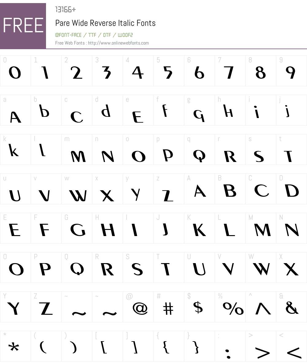 Pare Wide Reverse Font Screenshots