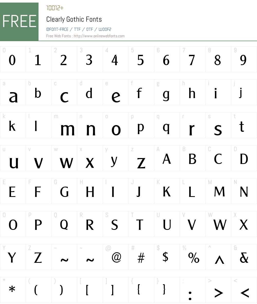 Clearly Gothic Font Screenshots