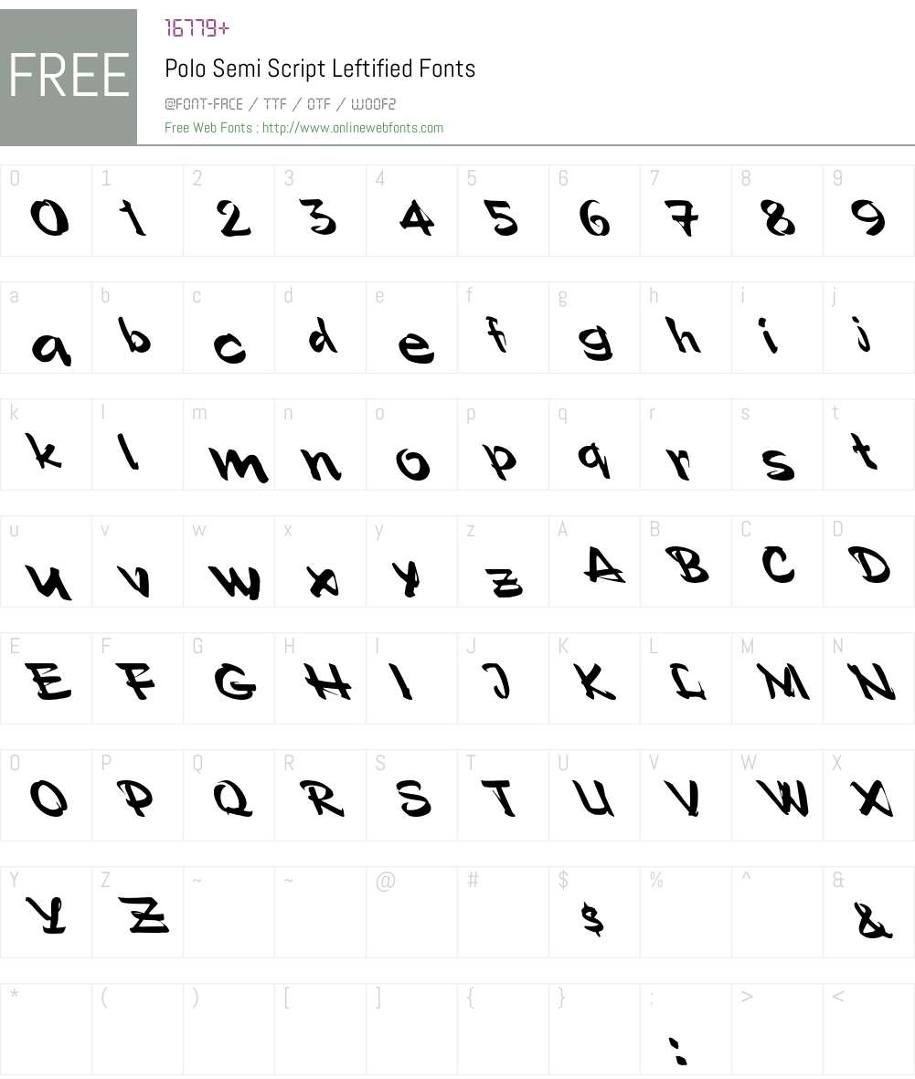 Polo-Semi Script Leftified Font Screenshots