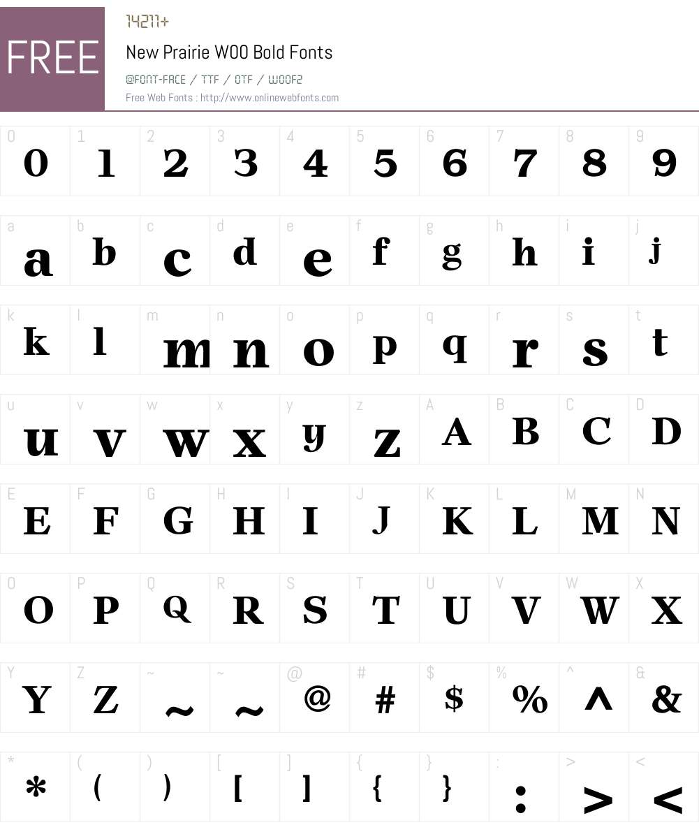 NewPrairieW00-Bold Font Screenshots